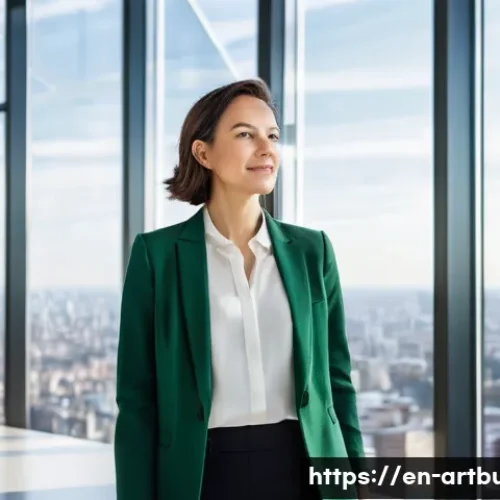 Home 26 건축과 인공지능 기술 결합 - **Prompt:** A diverse female architect, mid-30s, dressed in a stylish business casual outfit, stands...