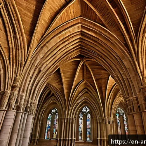 로마네스크 건축 양식 비교 - A grand Romanesque cathedral interior showcasing thick stone walls and rounded arches, illuminated b...